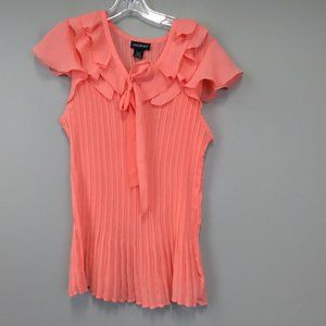 Lane Bryant Pink Crinkle Ruffle Sleeveless Top and underwire shaper.
